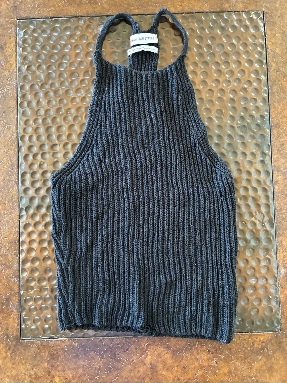 Urban Outfitters Black Ribbed Halter Knit Tank